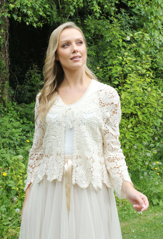 Tie Front Crochet Cardigan