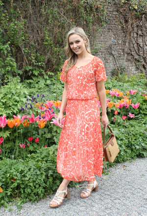 Rofari Plisse Pleated Midi Dress