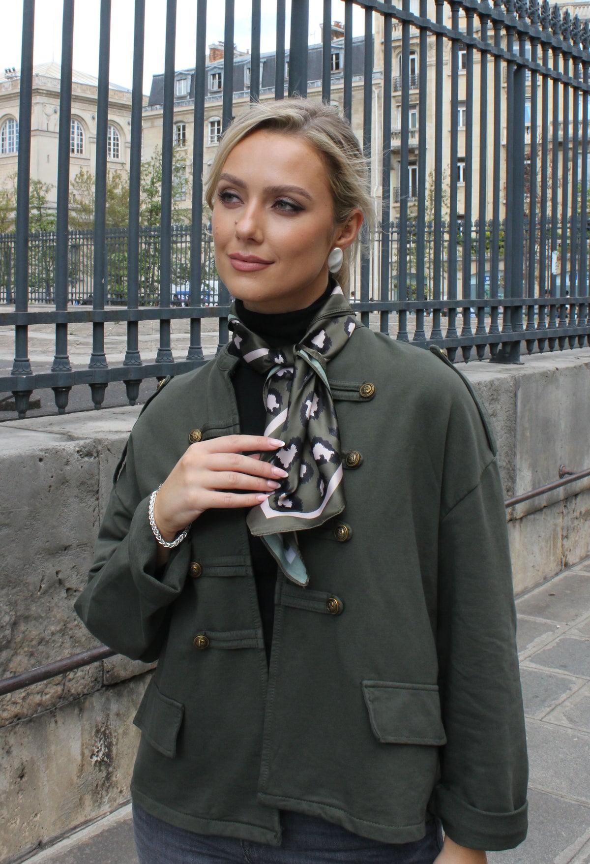 Leopard Print Satin Scarf