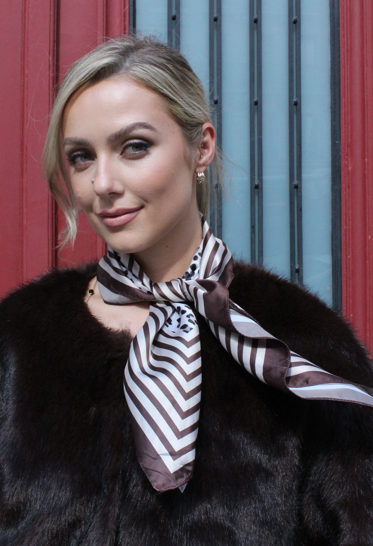 Leopard & Stripe Satin Scarf