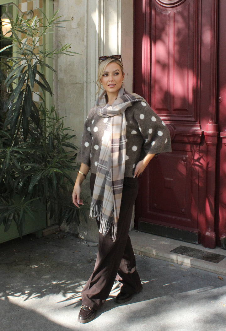 Check Design Knit Scarf