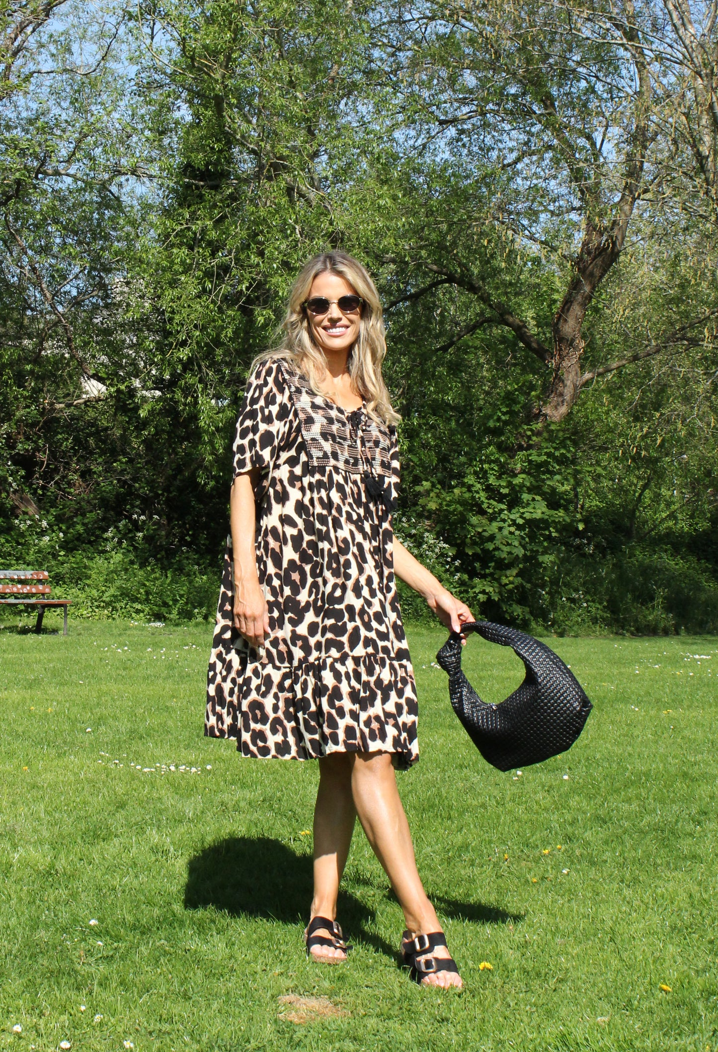 Leopard Tie Neck Dress