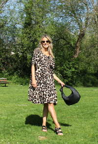 Leopard Tie Neck Dress