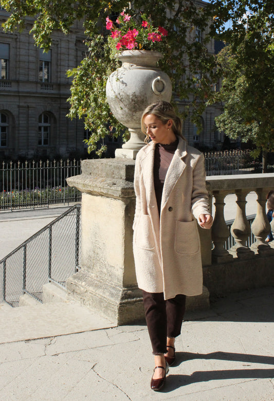 Stripe Detail Boucle Coat