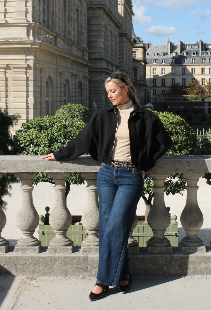 Leopard Belt Wide Jeans