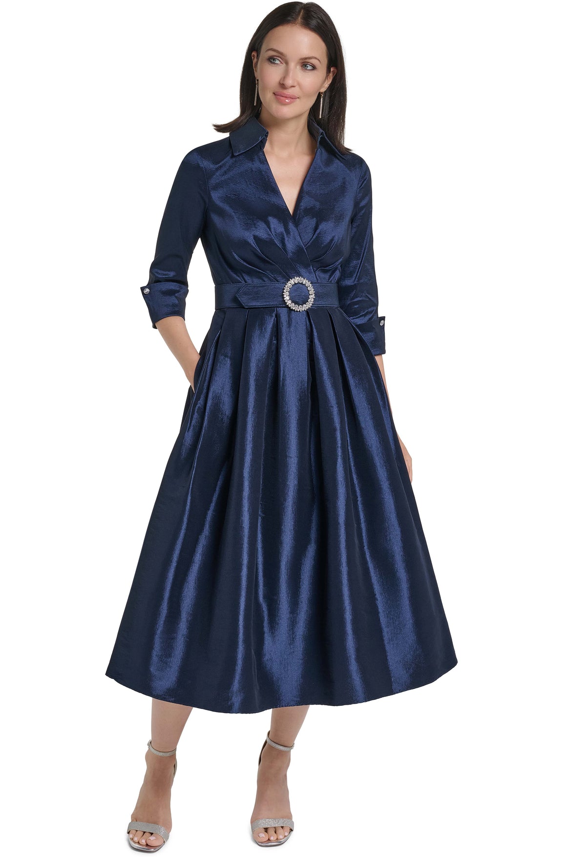 Diamante Detail Belt Midi Dress