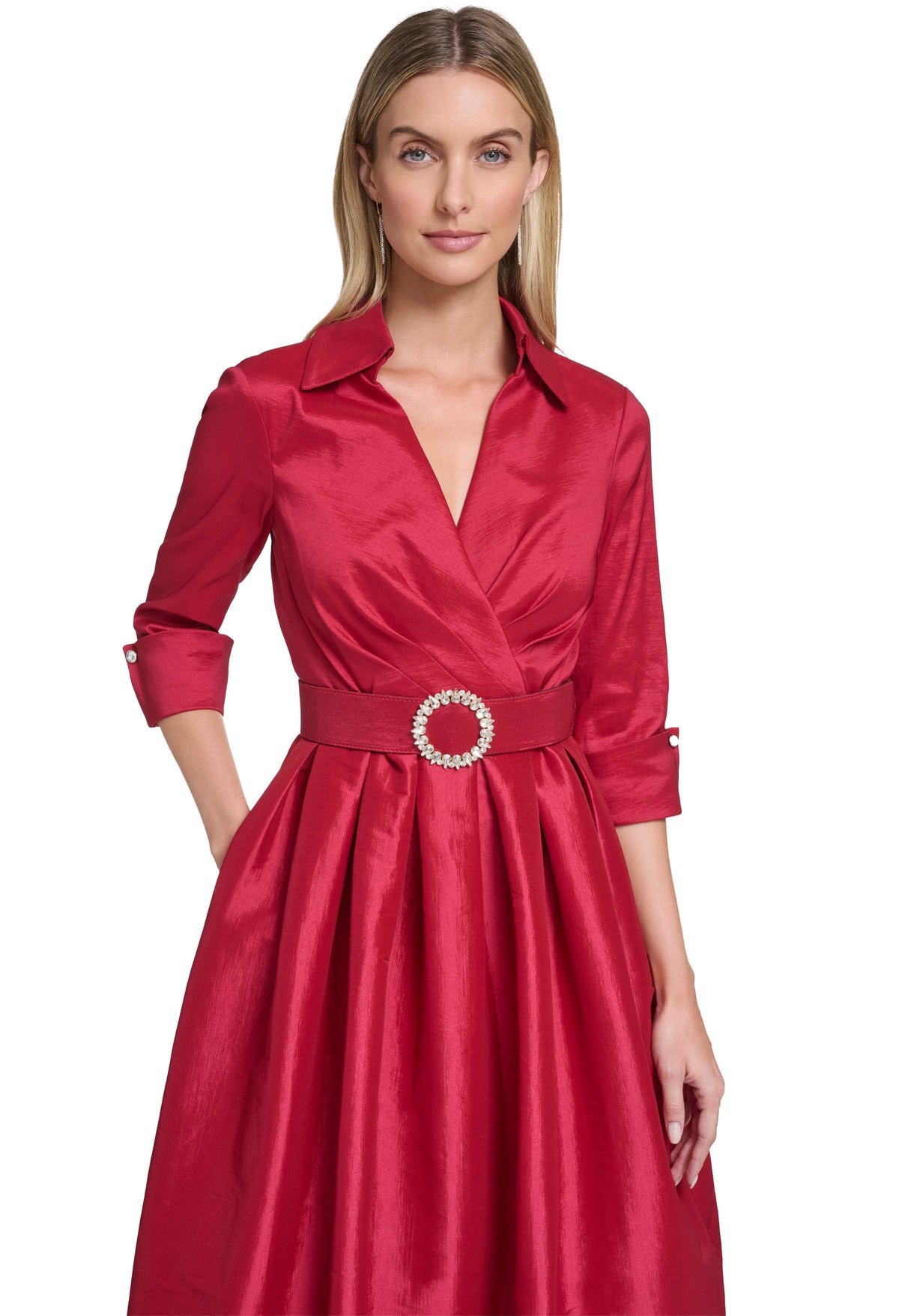Diamante Detail Belt Midi Dress