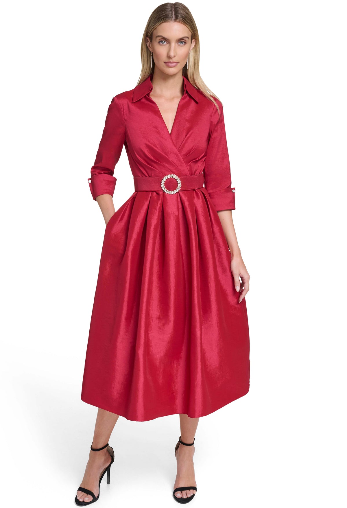 Diamante Detail Belt Midi Dress