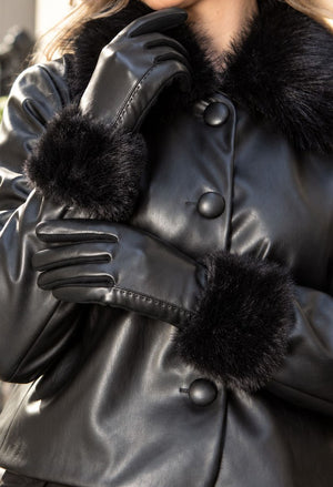 Faux Fur Trim Gloves