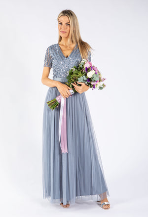 Embellished Maxi Dress With Sash Belt