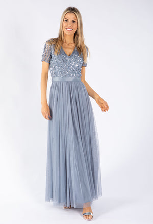 Embellished Maxi Dress With Sash Belt