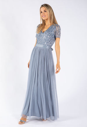 Embellished Maxi Dress With Sash Belt