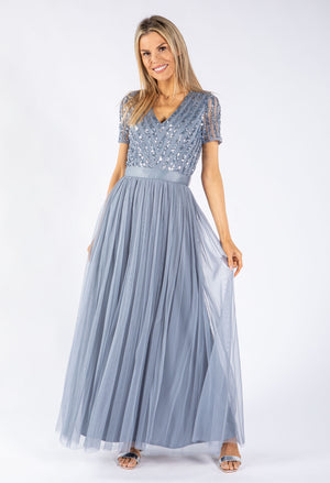 Embellished Maxi Dress With Sash Belt