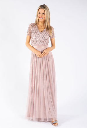 Embellished Maxi Dress With Sash Belt