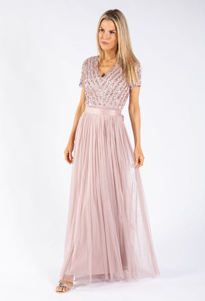 Embellished Maxi Dress With Sash Belt