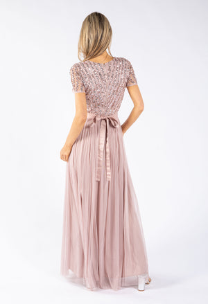 Embellished Maxi Dress With Sash Belt