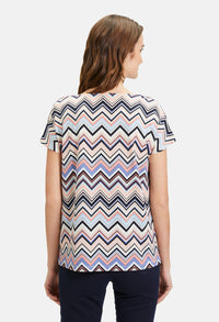 Print shirt with waterfall neckline