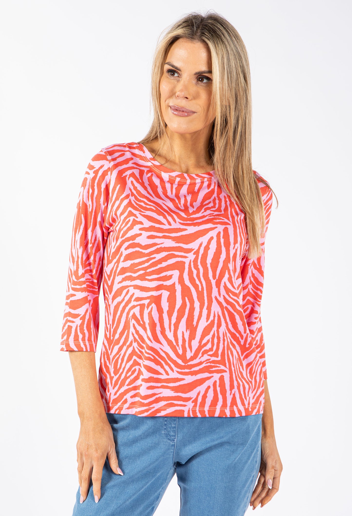 Pink and Red Tiger Striped Top
