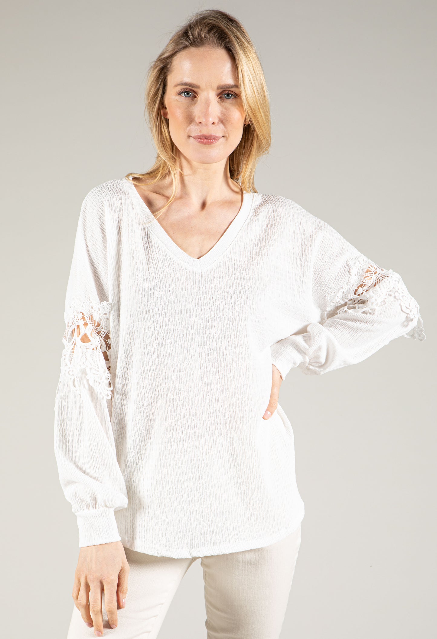Crinkle Top with Sleeve Detailing