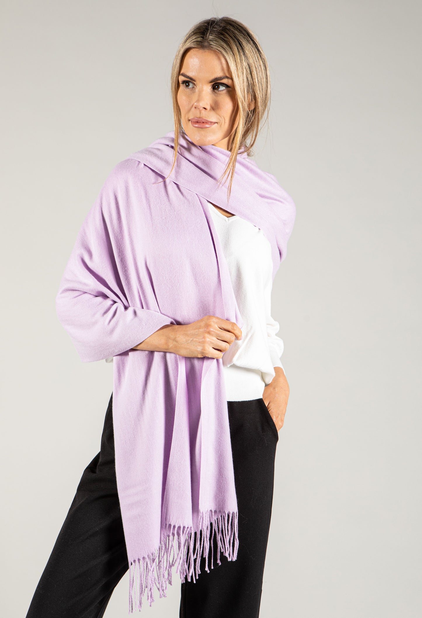 soft cashmere touch pashmina scarf in lavender 