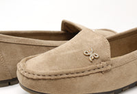 Faux Suede Loafer with Diamante Detail