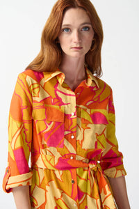 Tropical Print Shirt Dress