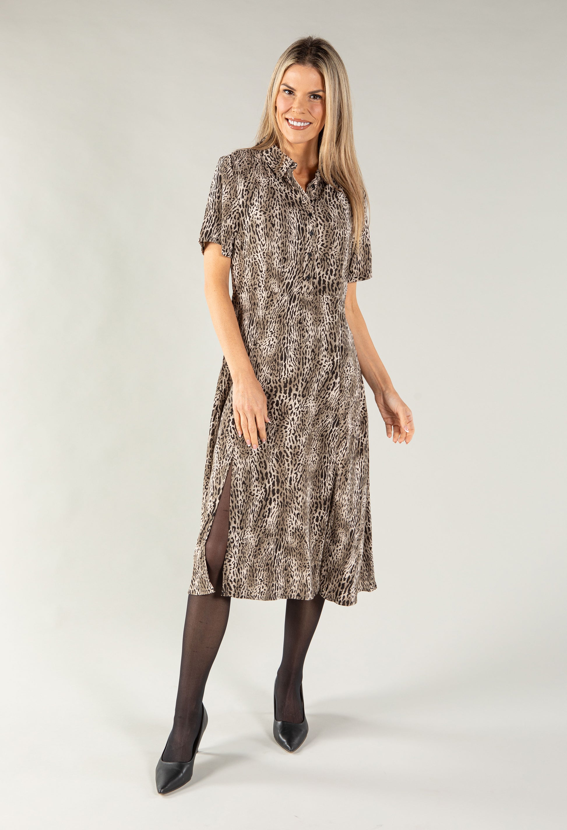 animal print midi shirt dress Luxury Leopard Print Midi Shirt Dress for Women