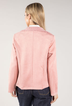 Suedette Sherpa Collar Biker Jacket