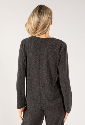 Cross Over Buttoned Knit Top
