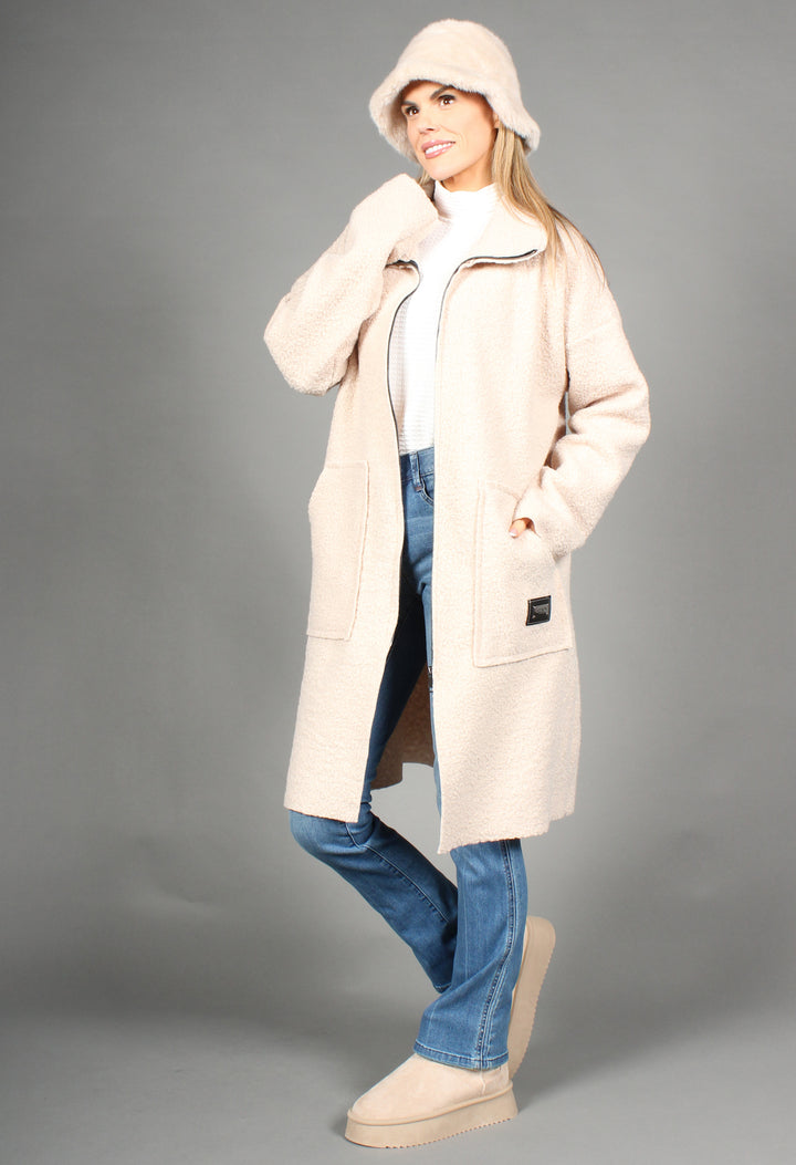 Soft Boucle Zip Up Coatigan