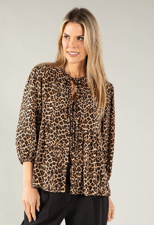 Leopard Tie Detail Blouse