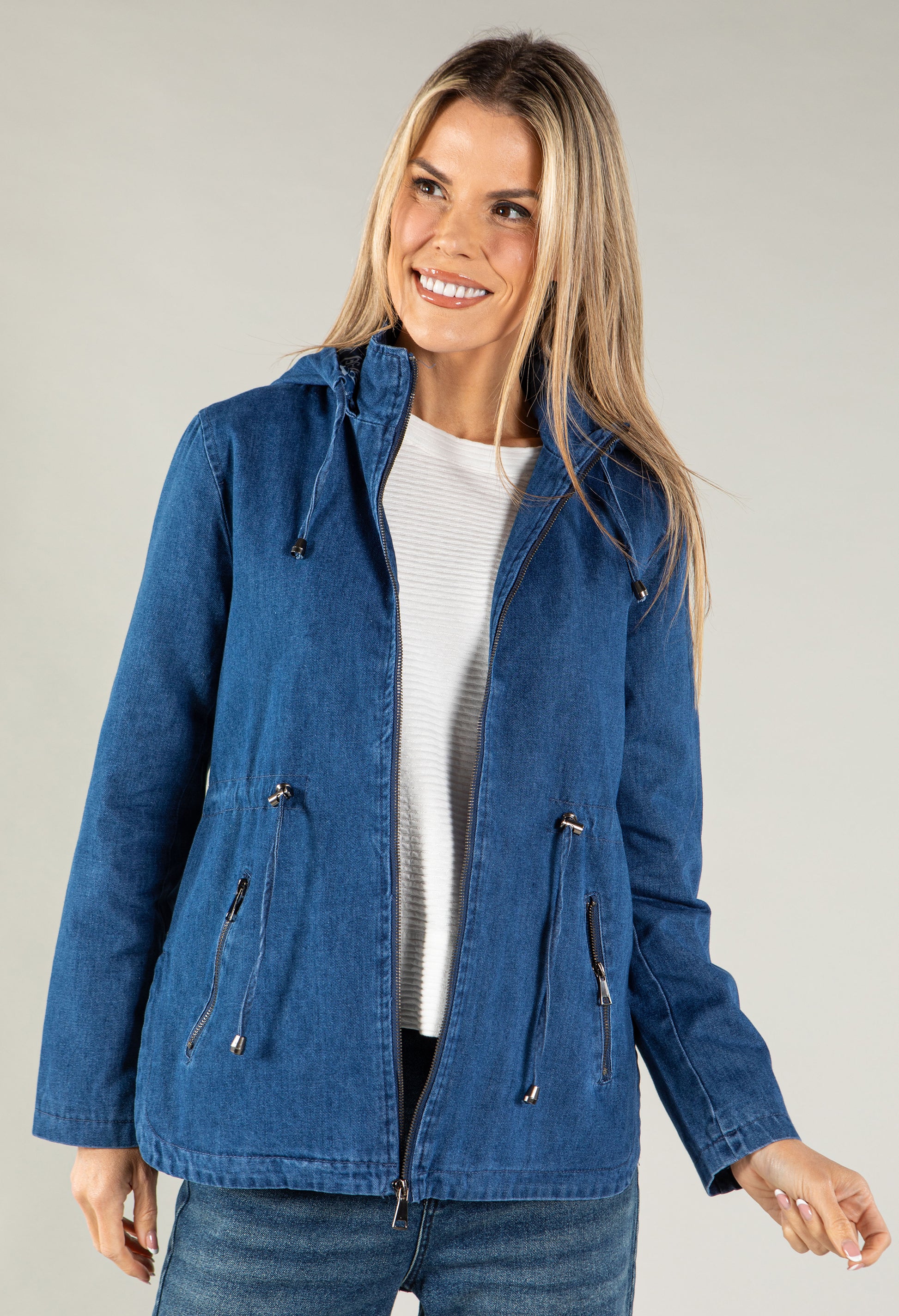 Pamela Scott Denim Zip Up Jacket