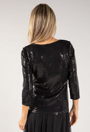 Sequin Ruched V-Neck Top