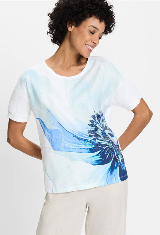 Large Flower Print Front Top