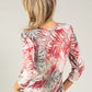 Palm Print V-Neck Silk Feel Top