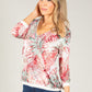 Palm Print V-Neck Silk Feel Top