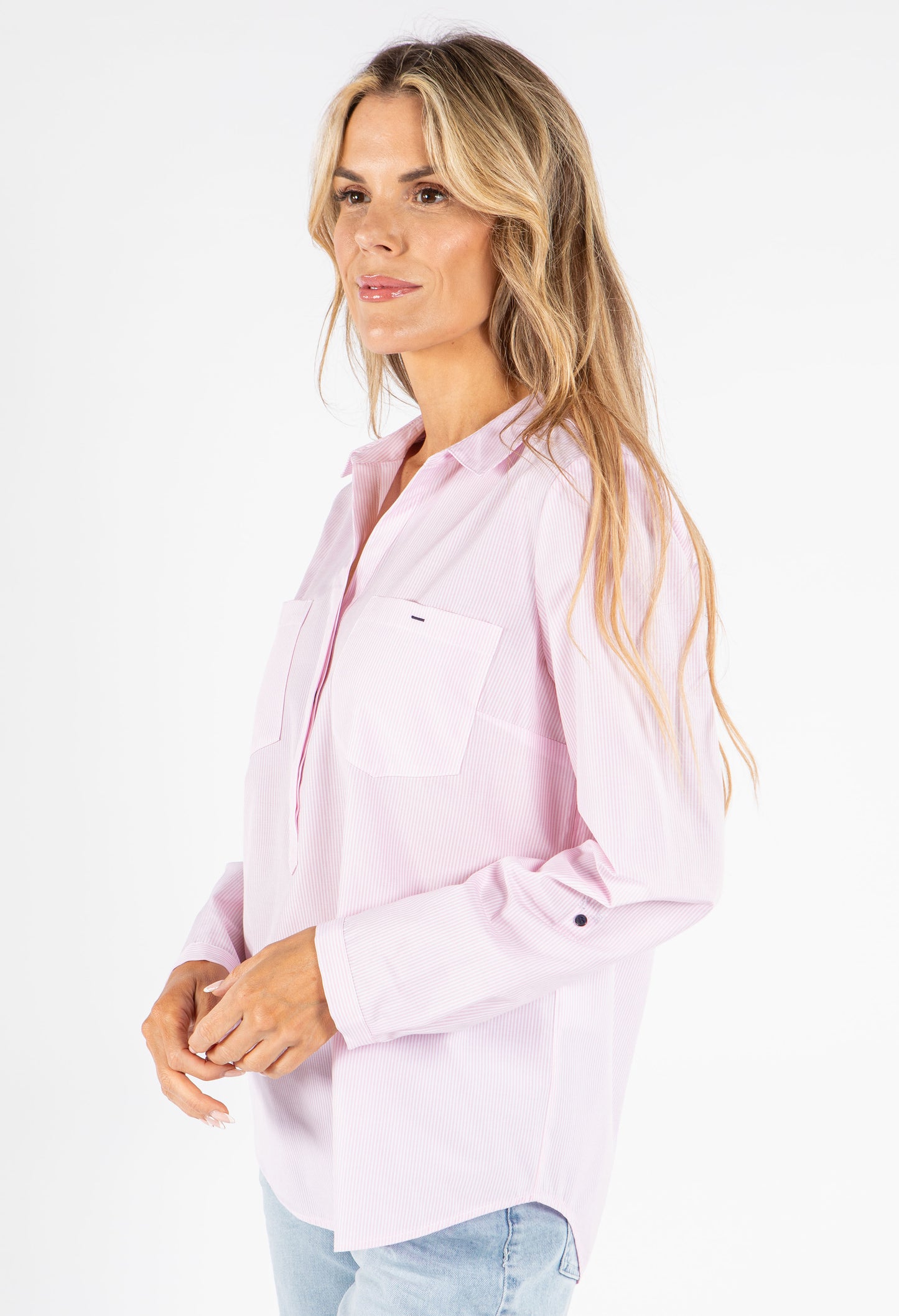 Light Striped V Neck Shirt