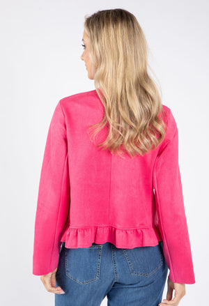 Frill Hem Suedette Jacket