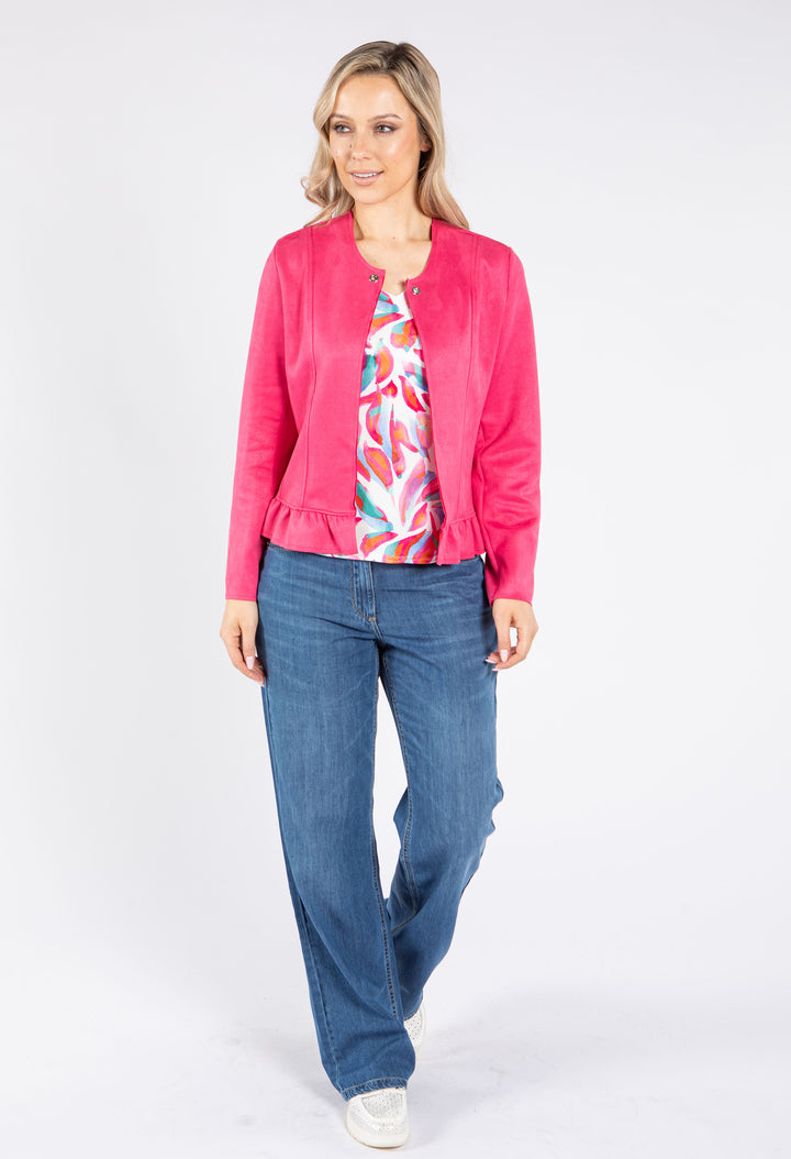 Frill Hem Suedette Jacket