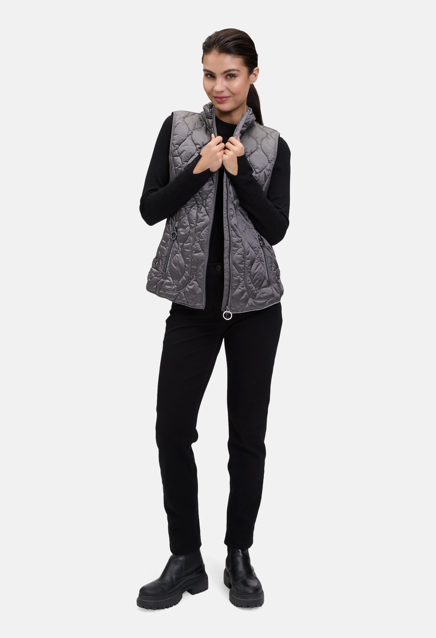 Quilted Vest with Stand-Up Collar