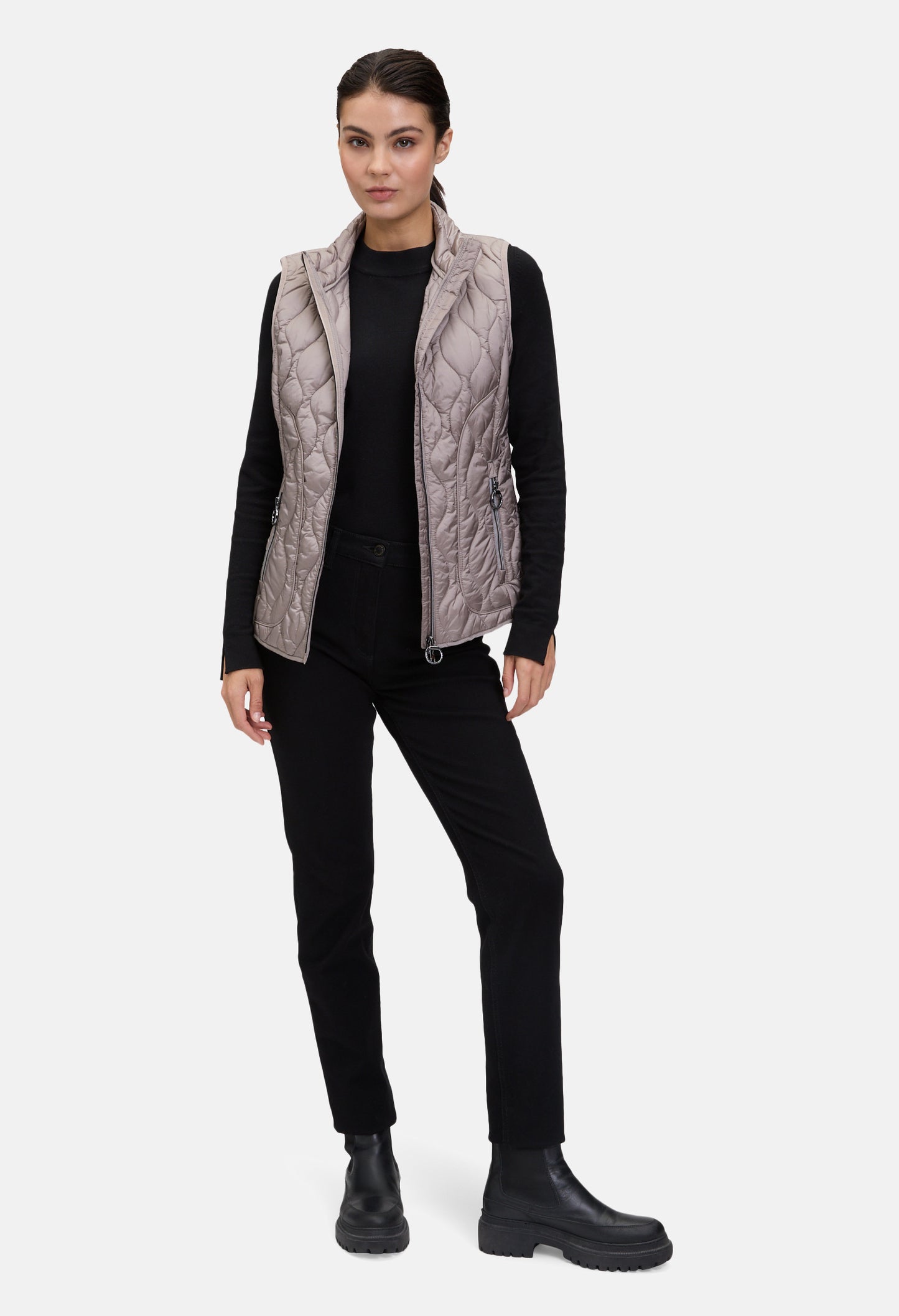 Quilted Vest with Stand-Up Collar