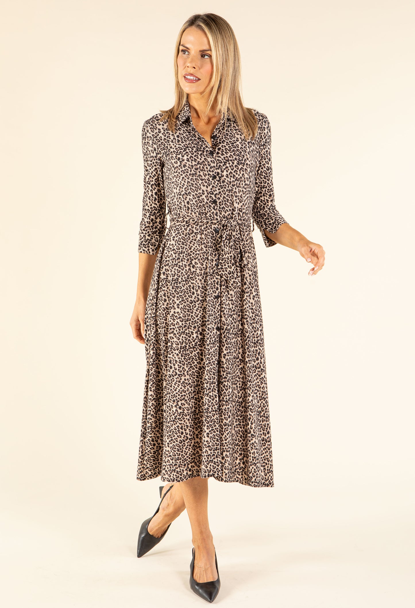 Mini Leopard Print Tie Waist Dress