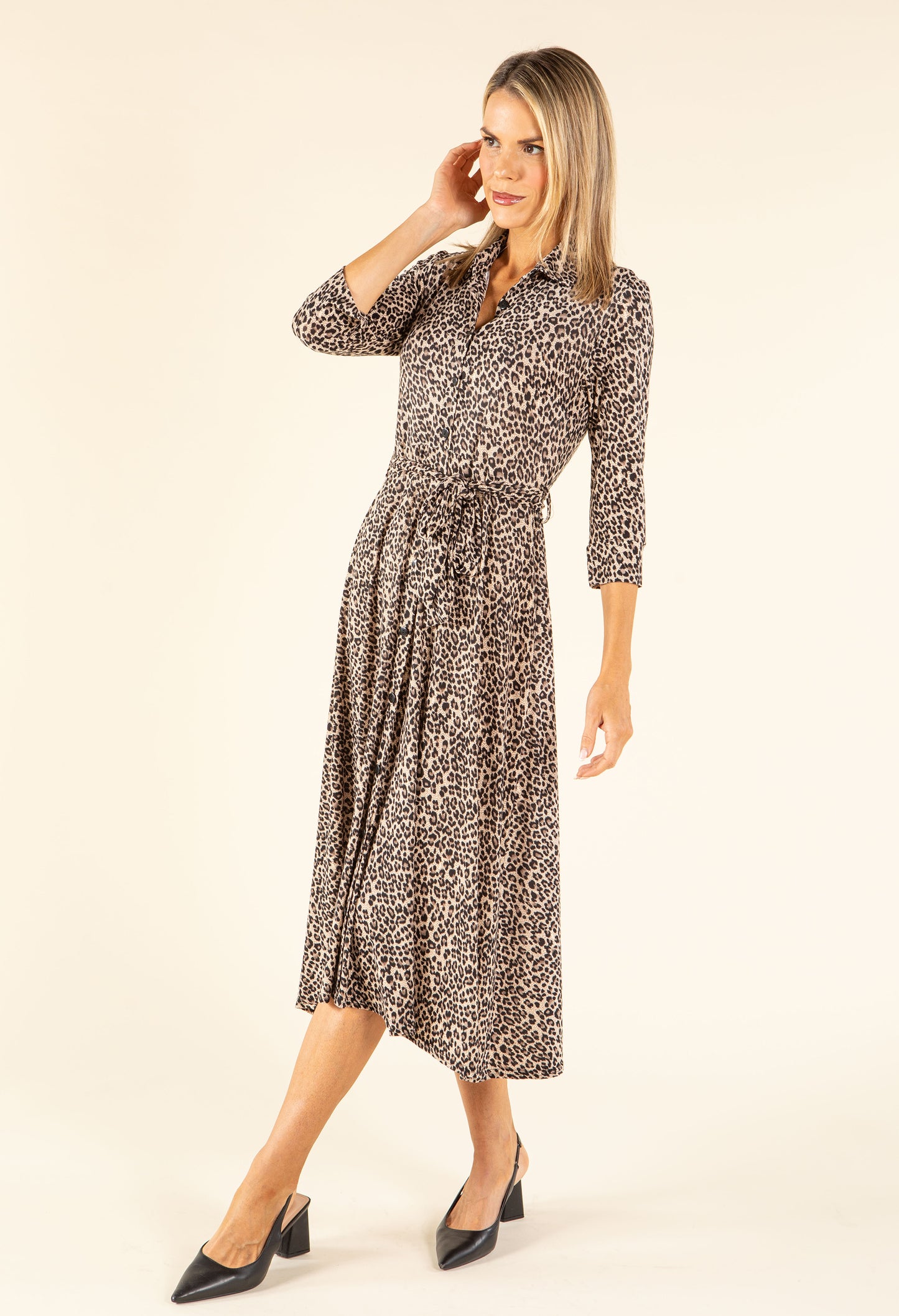 Mini Leopard Print Tie Waist Dress