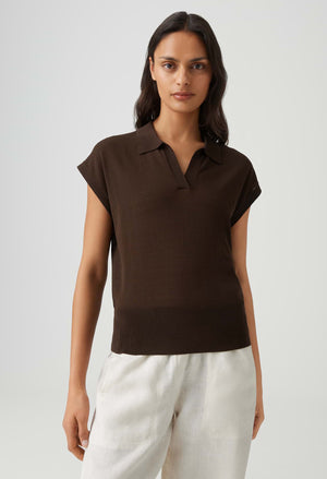 Posara Fine knit Polo Top
