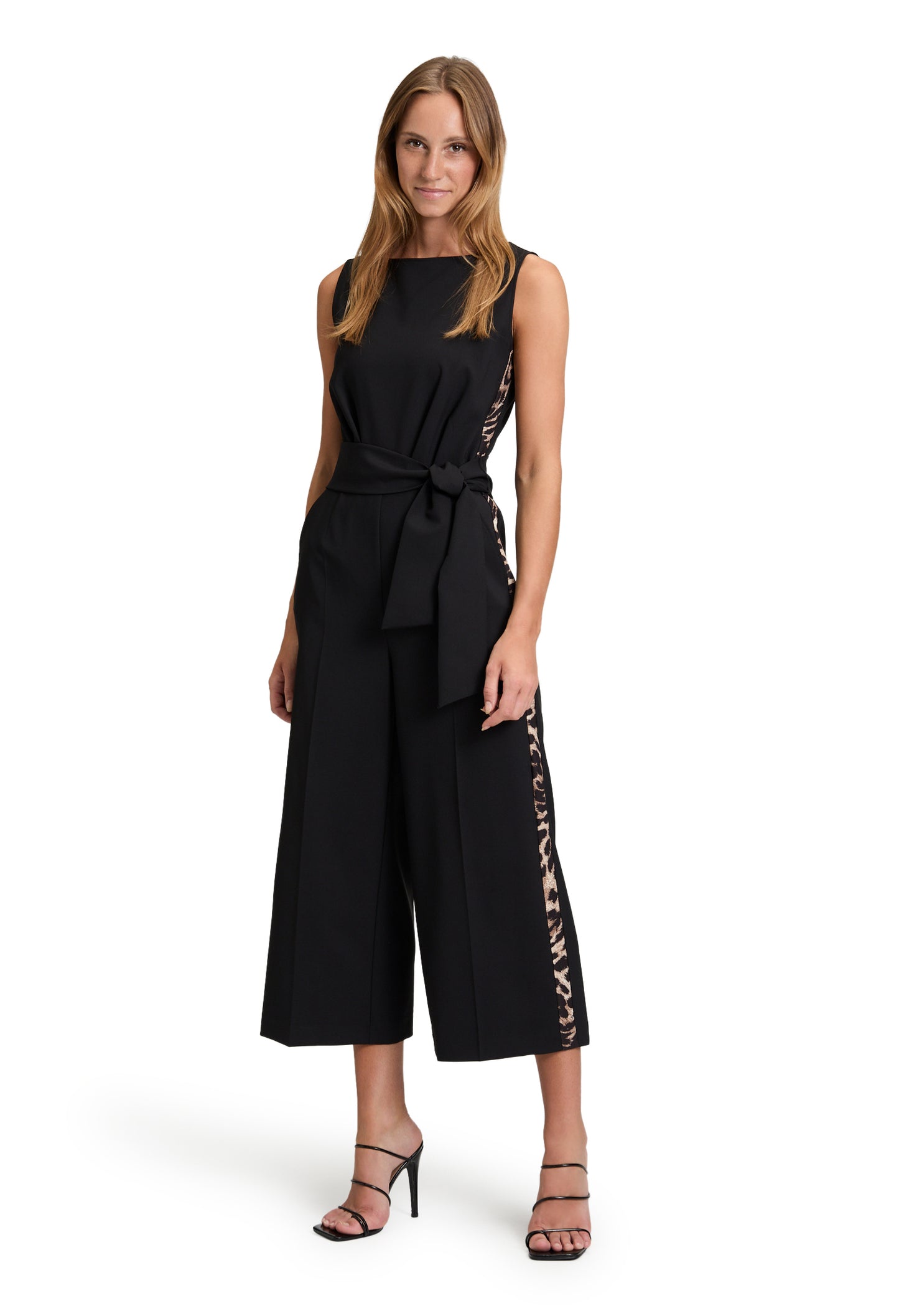 Sleeveless Leopard Print Detail Jumpsuit