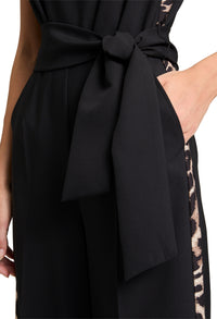 Sleeveless Leopard Print Detail Jumpsuit