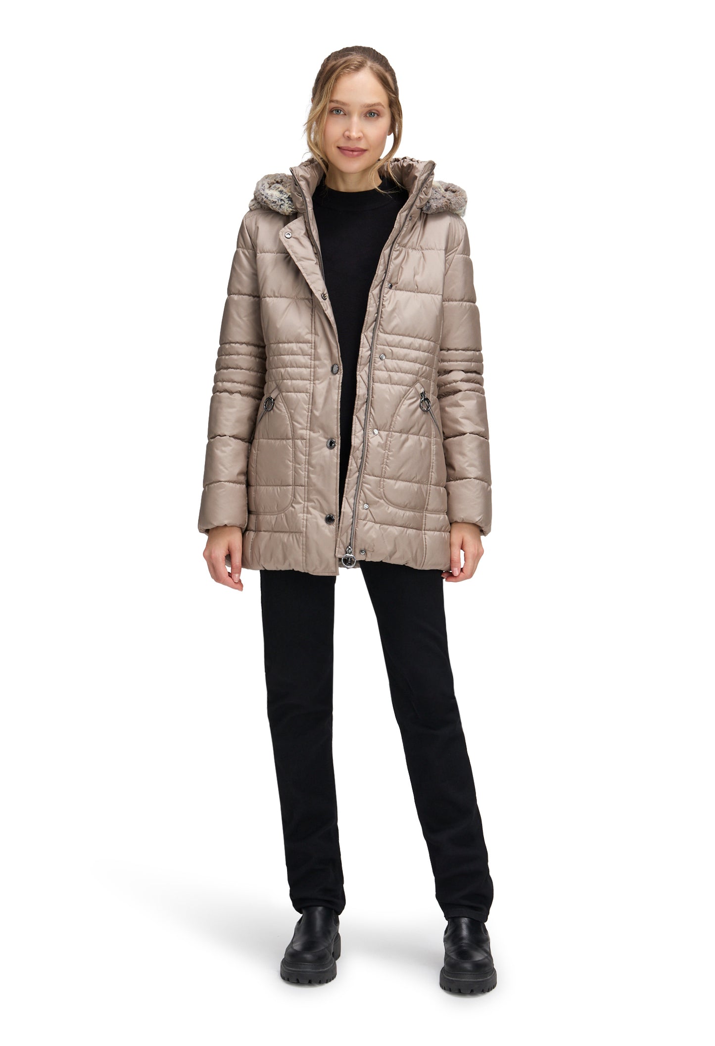 Faux Fur Trim Jacket Wadding