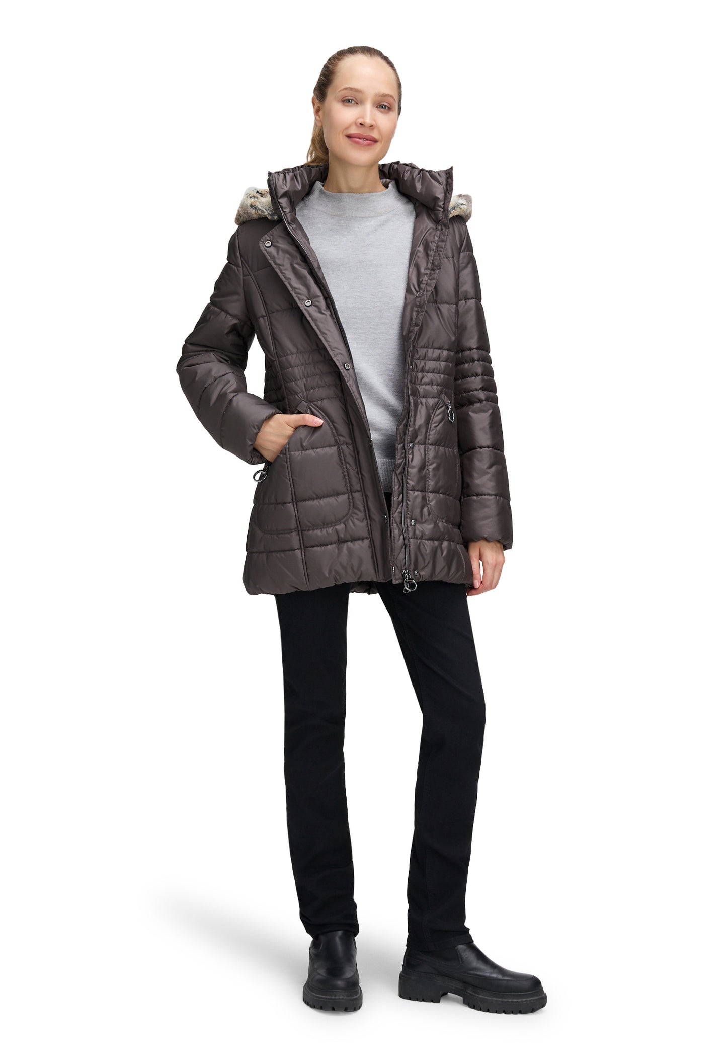 Faux Fur Trim Jacket Wadding