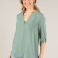 V-Neck Rolled Sleeve Top