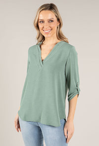 V-Neck Rolled Sleeve Top